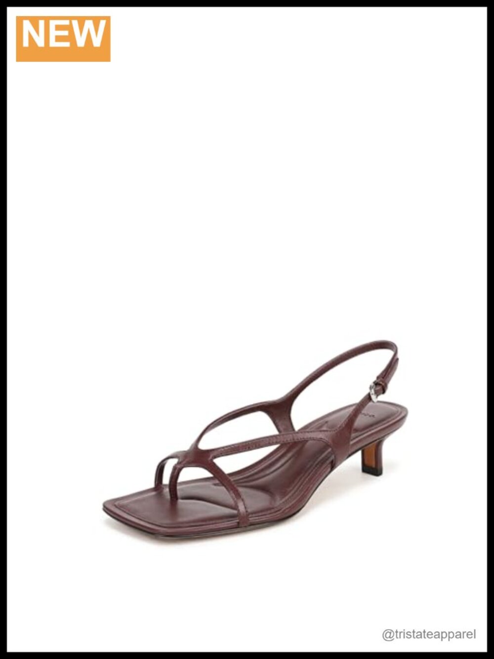 Leather Kitten Heel Slingback Sandals Buckle Open Toe Dress Shoes